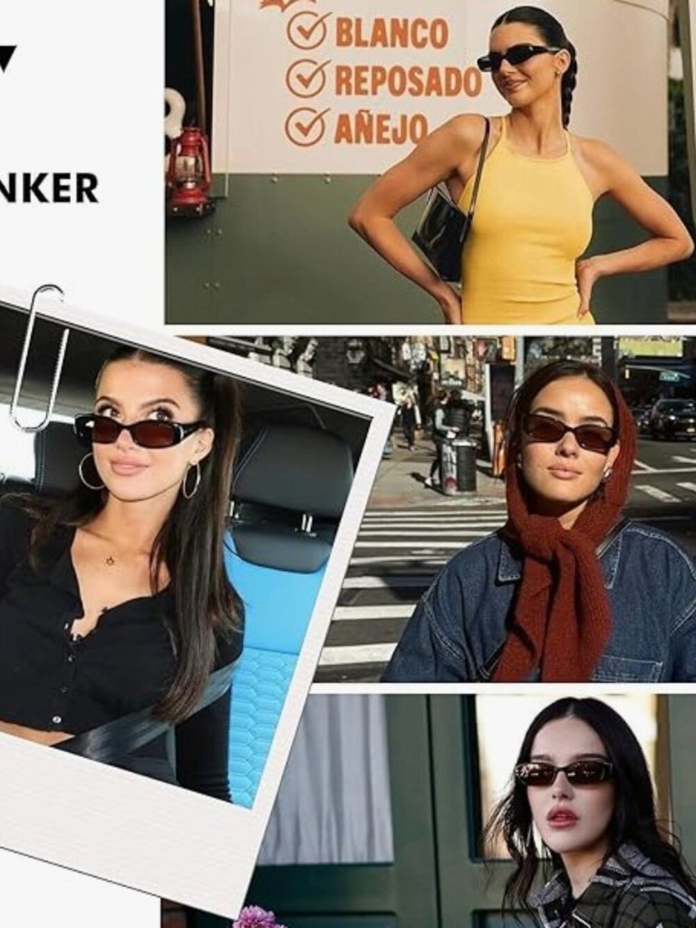 VANLINKER | Set of 2 Y2K Rectangular Bown and Black Sunglasses
